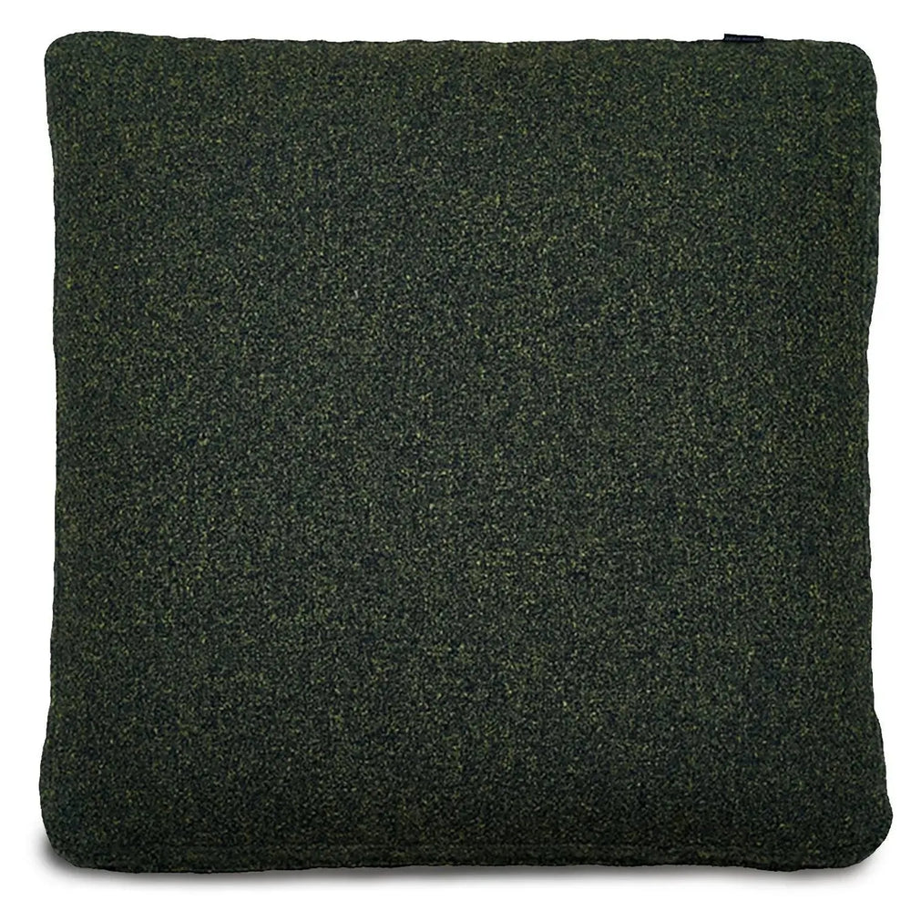 Minimalist fabric sofa pillow nor green in white background.