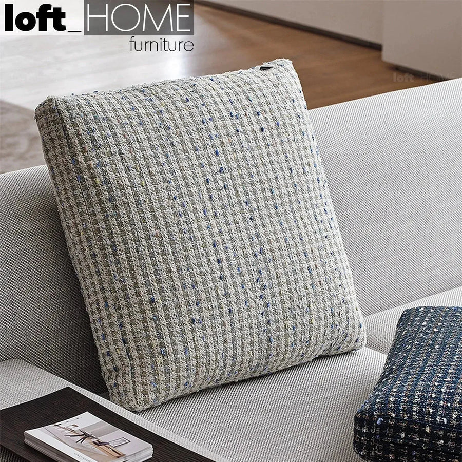 Minimalist fabric sofa pillow pearl white primary product view.