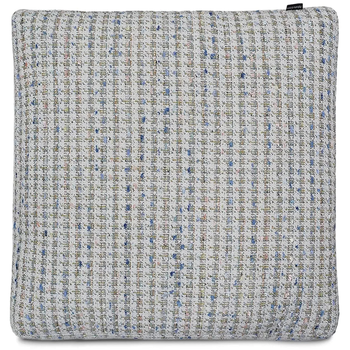Scandinavian fabric sofa pillow pearl white in white background.
