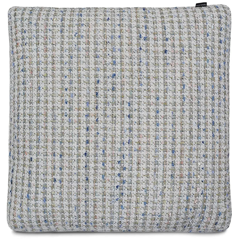 Scandinavian fabric sofa pillow pearl white in white background.