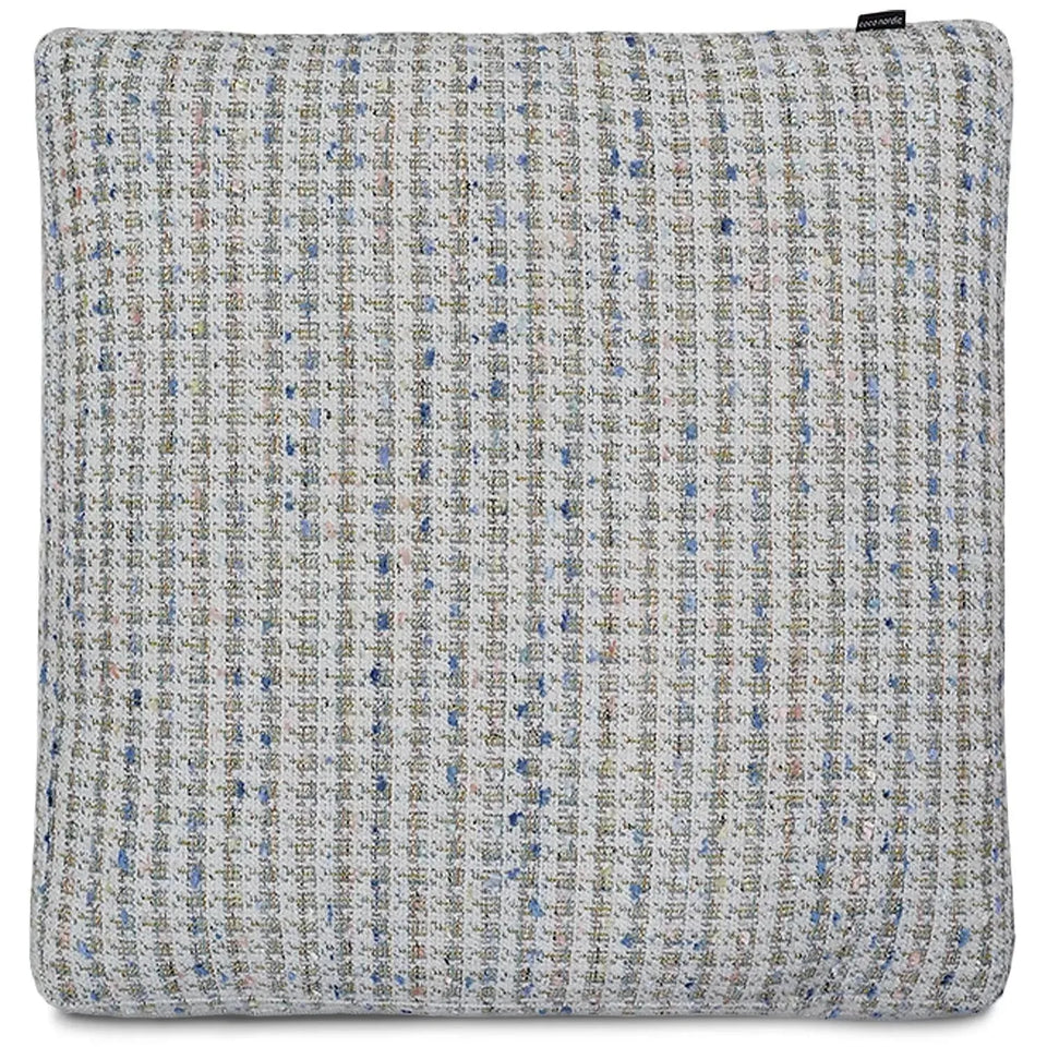 Scandinavian fabric sofa pillow pearl white in white background.