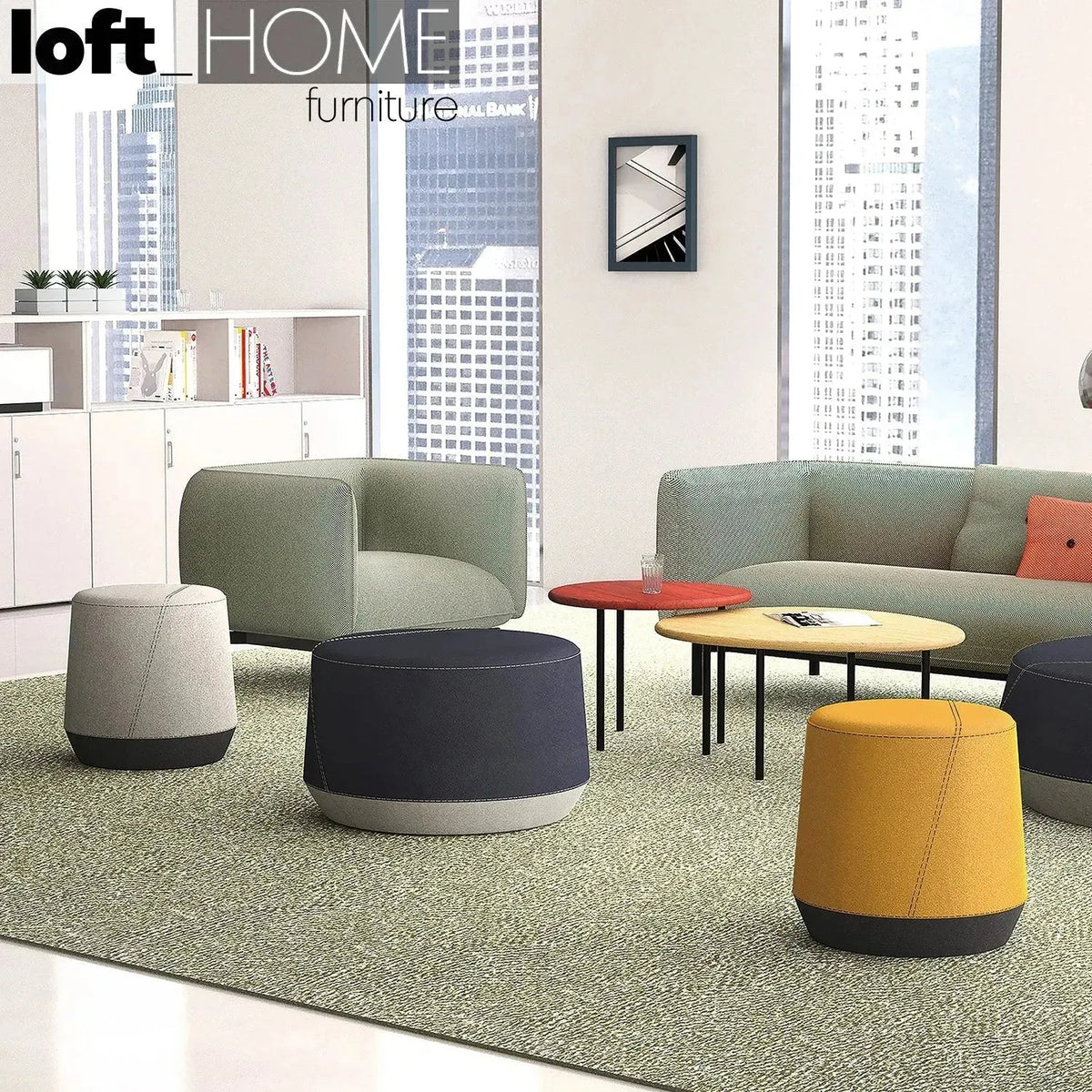 Modern fabric ottoman buono primary product view.