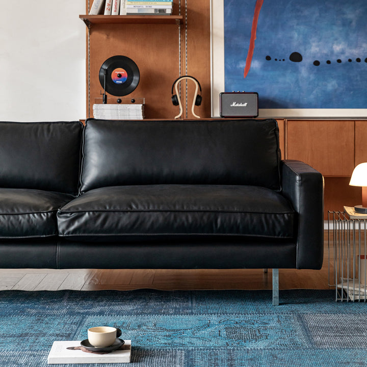 Minimalist genuine leather 1 seater sofa unique primary product view.
