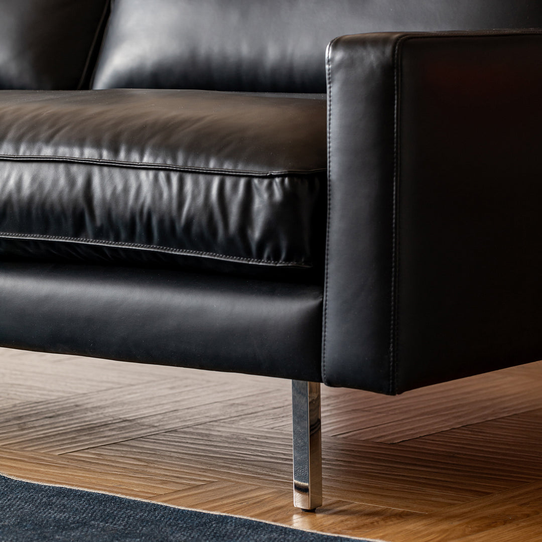 Minimalist genuine leather 1 seater sofa unique material variants.