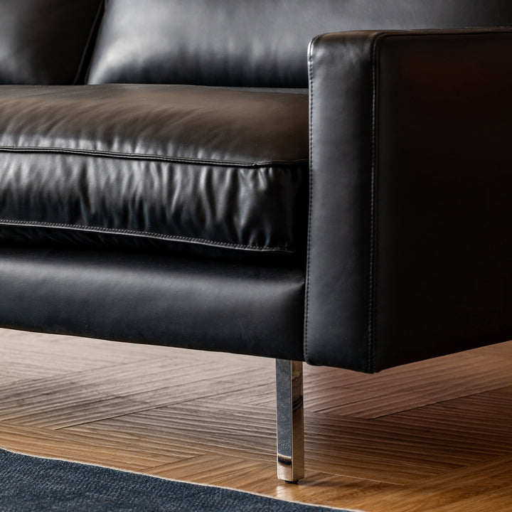 Minimalist genuine leather 1 seater sofa unique material variants.