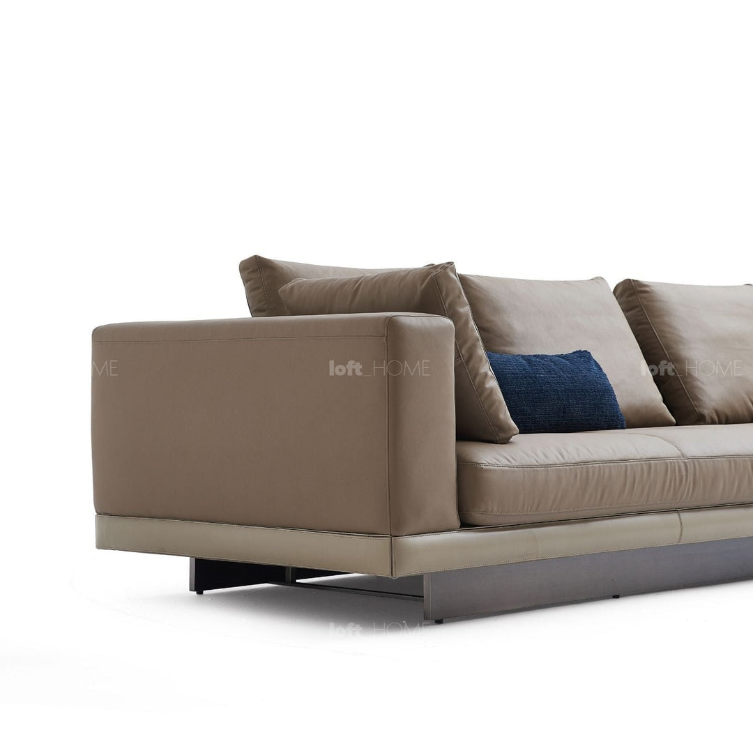 Minimalist genuine leather 4 seater sofa connery in panoramic view.