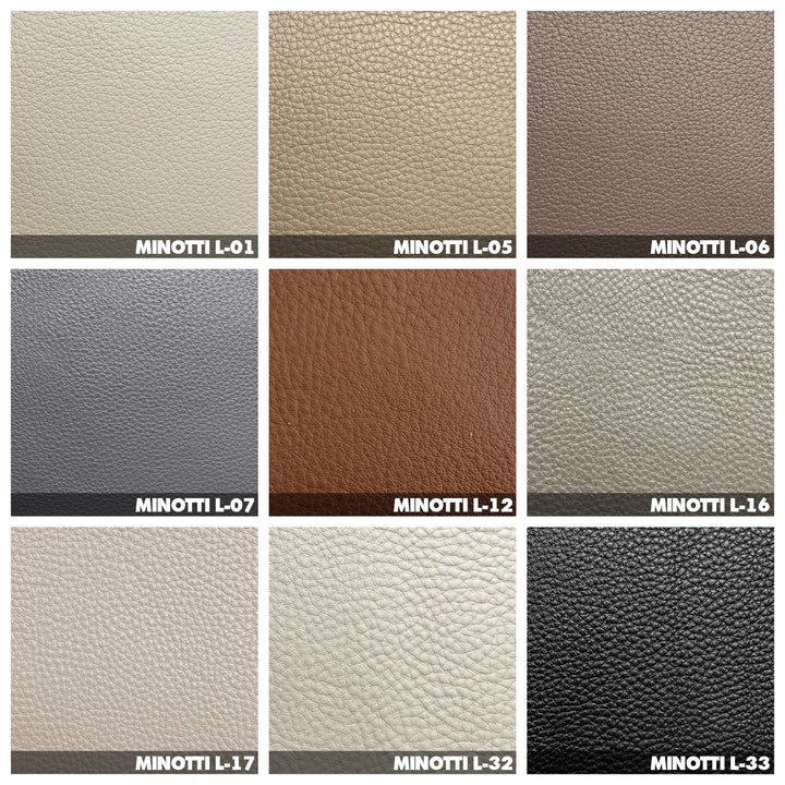 Minimalist genuine leather 4 seater sofa connery color swatches.