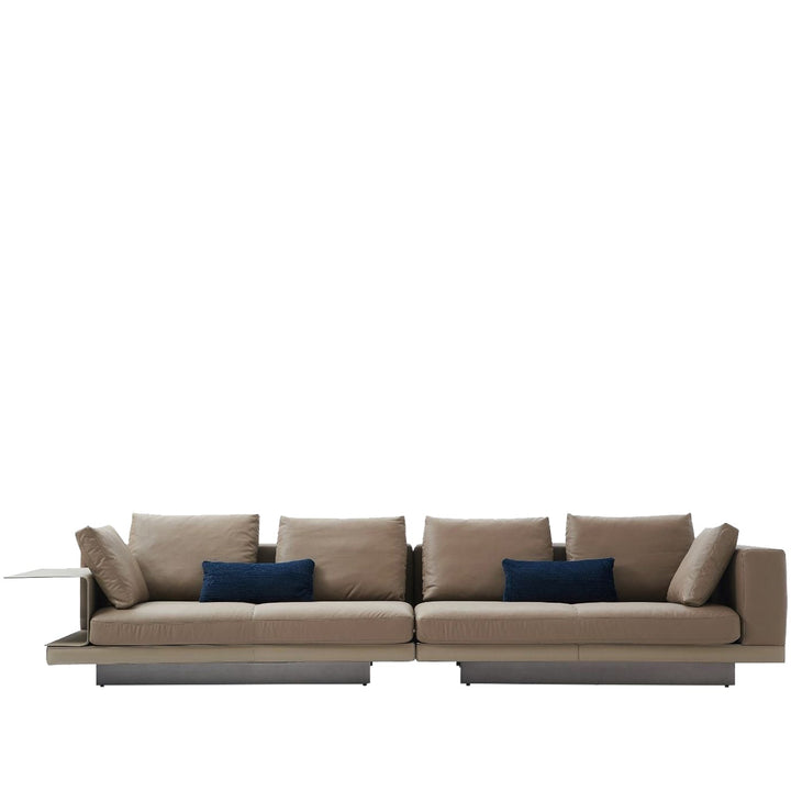 Minimalist genuine leather 4 seater sofa connery layered structure.