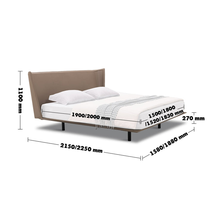 Minimalist genuine leather bed alys size charts.