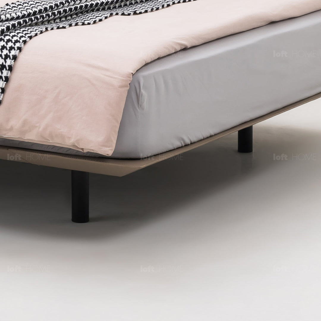 Minimalist genuine leather bed alys layered structure.