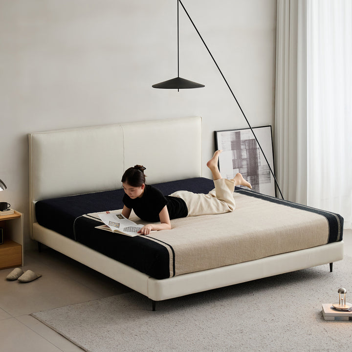 Minimalist genuine leather bed lalo primary product view.