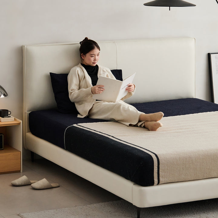 Minimalist genuine leather bed lalo material variants.