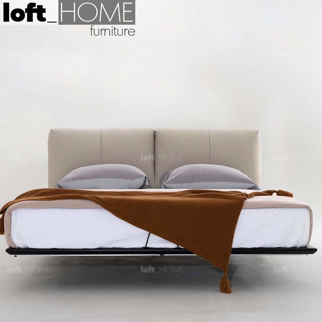 Minimalist genuine leather floating bed fides primary product view.