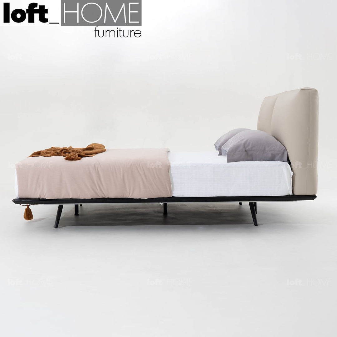 Minimalist genuine leather floating bed fides conceptual design.