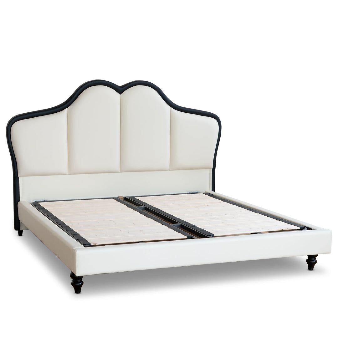 Minimalist leather bed butterfly in white background.