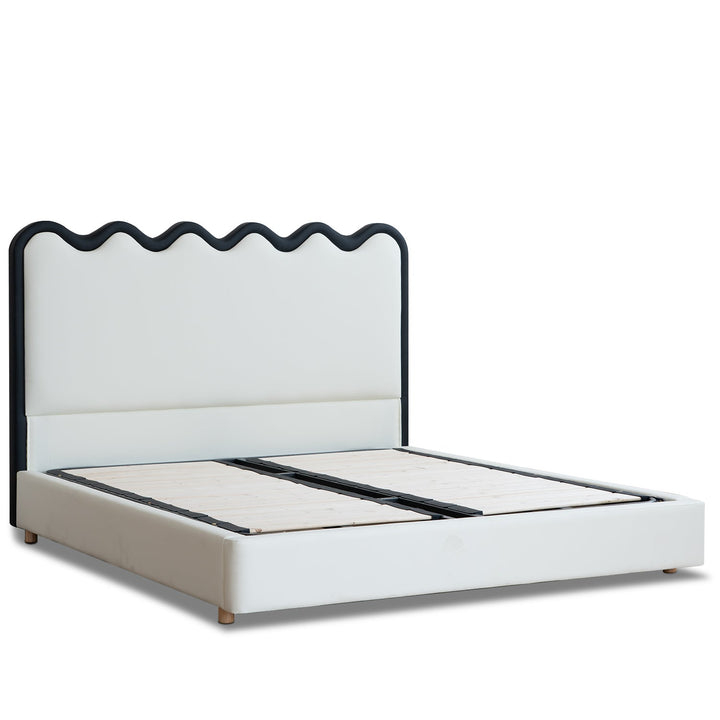 Minimalist leather bed ripple in white background.