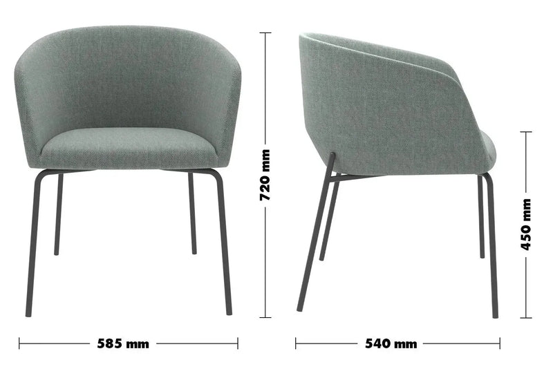 Bauhaus metal fabric dining chair slicing size charts.