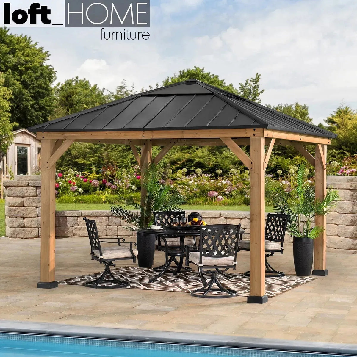 Rustic outdoor gazebo harmony material variants.