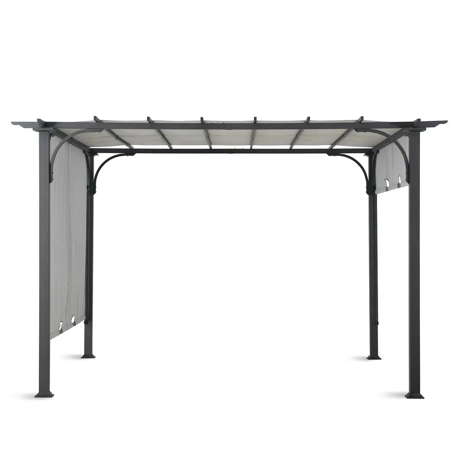 Contemporary outdoor pergola oasis in close up details.