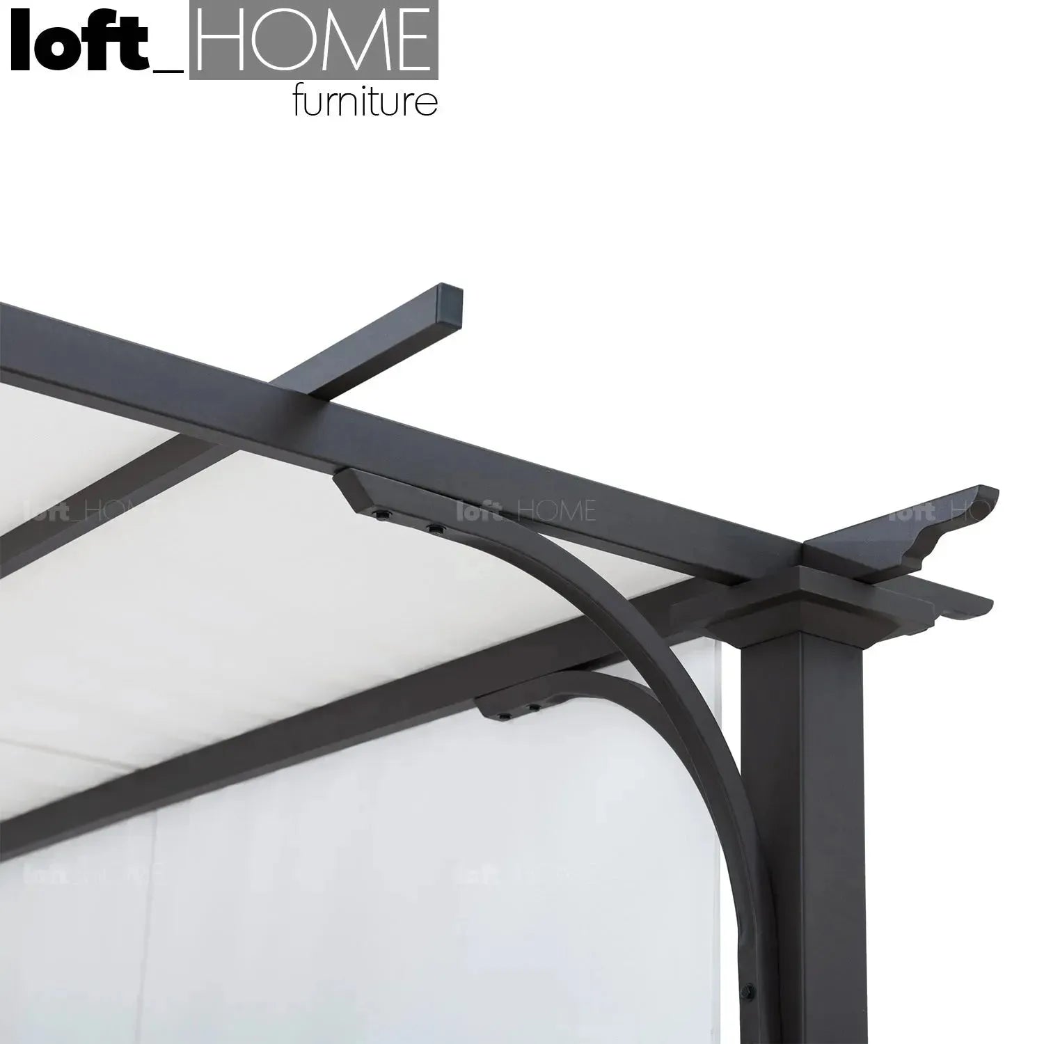 Contemporary outdoor pergola oasis in still life.