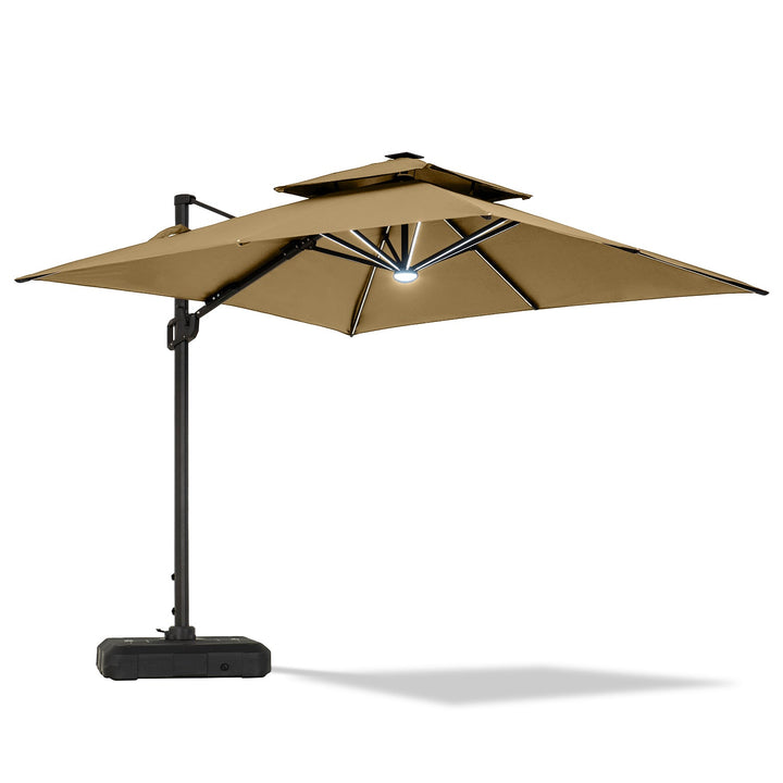 Minimalist outdoor umbrella luna layered structure.