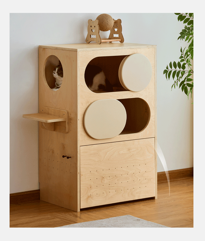 Minimalist Plywood Cat Tower Cabinet GULU