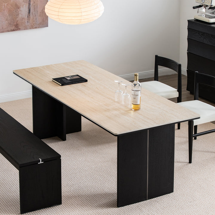 Minimalist sintered stone dining table black oslo material variants.