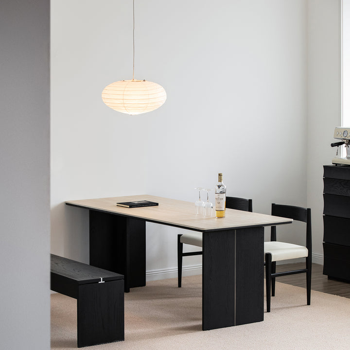 Minimalist sintered stone dining table black oslo in real life style.