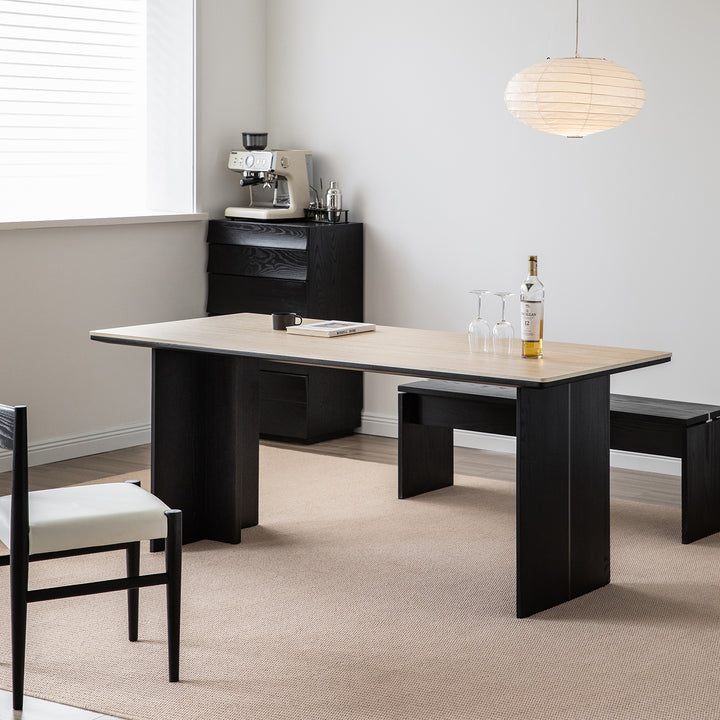 Minimalist sintered stone dining table black oslo in details.