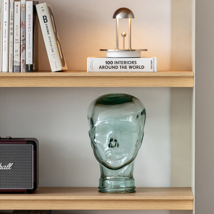 Minimalist stainless steel bookshelf aesop in real life style.