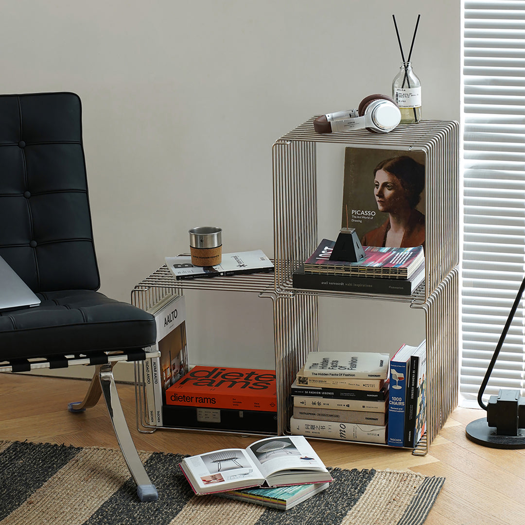 Minimalist steel side table panton wire conceptual design.