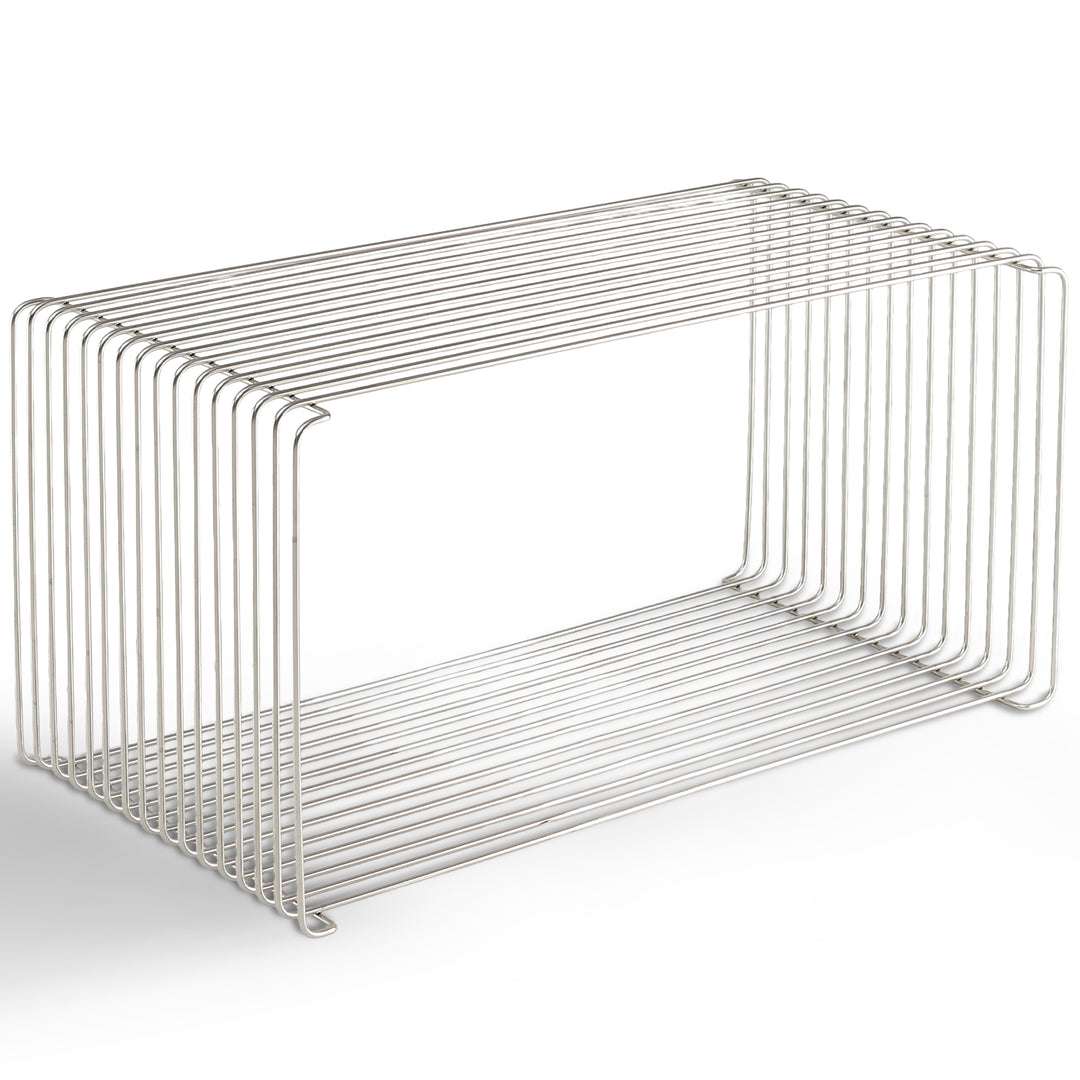 Minimalist steel side table panton wire situational feels.