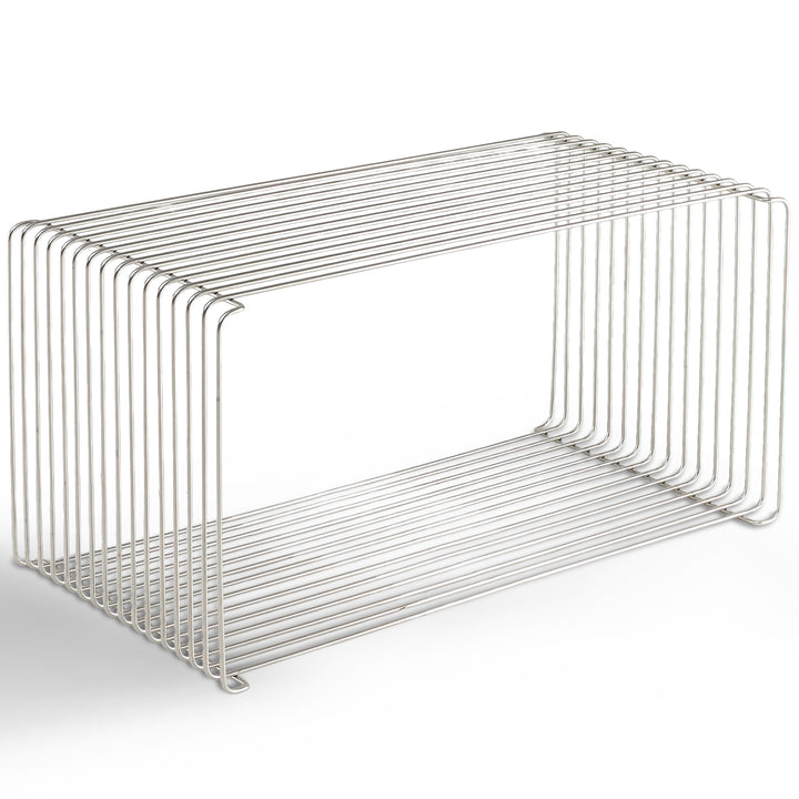 Minimalist steel side table panton wire situational feels.