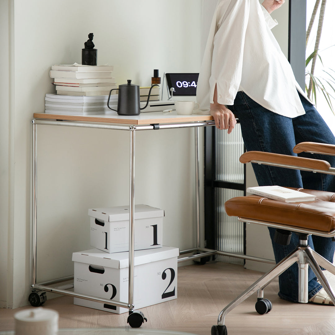 Minimalist steel wheeled study table usm primary product view.