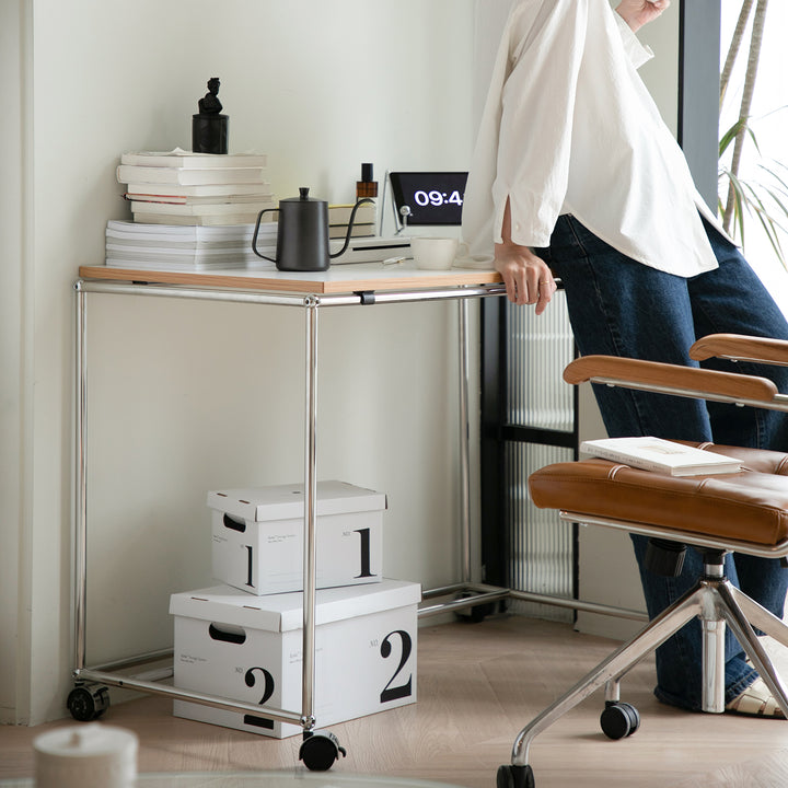 Minimalist steel wheeled study table usm primary product view.