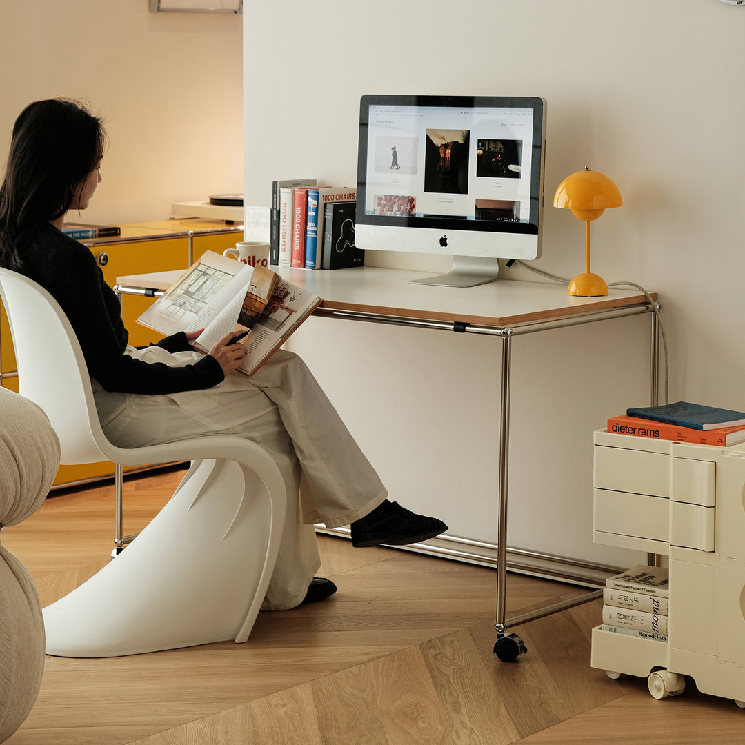 Minimalist steel wheeled study table usm environmental situation.