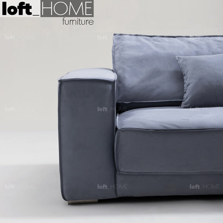 Minimalist suede fabric 3 seater sofa budapest in panoramic view.
