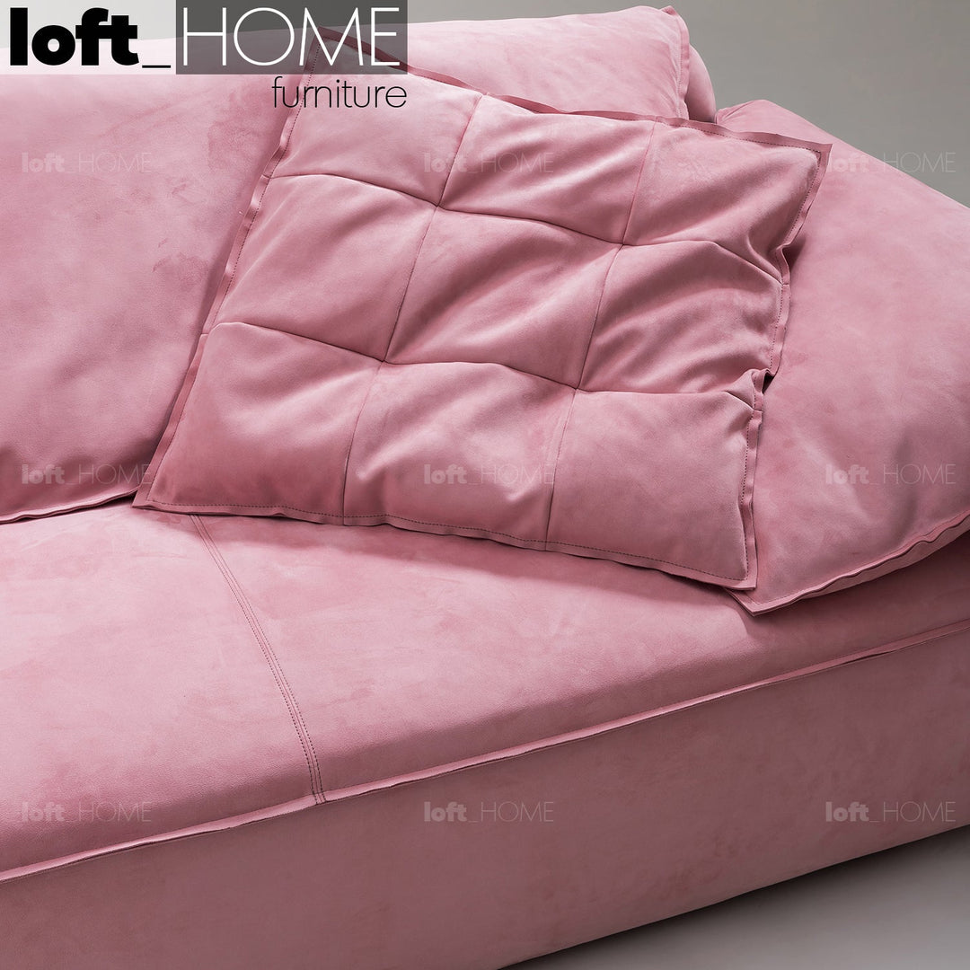 Minimalist suede fabric 3 seater sofa casablanca in panoramic view.