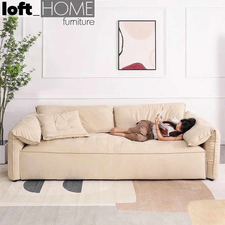 Minimalist suede fabric 3 seater sofa casablanca situational feels.