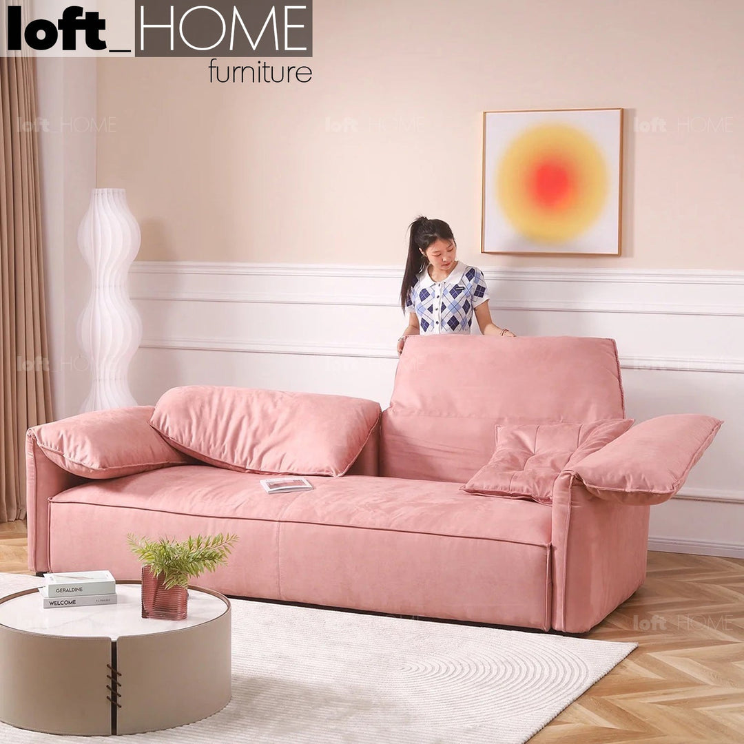 Minimalist suede fabric 3 seater sofa casablanca conceptual design.