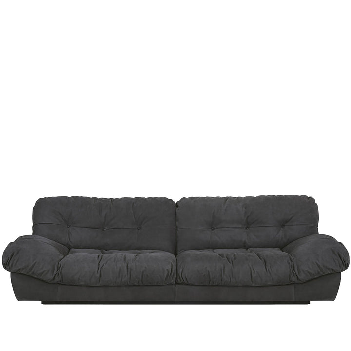Minimalist suede fabric 3 seater sofa milano in white background.