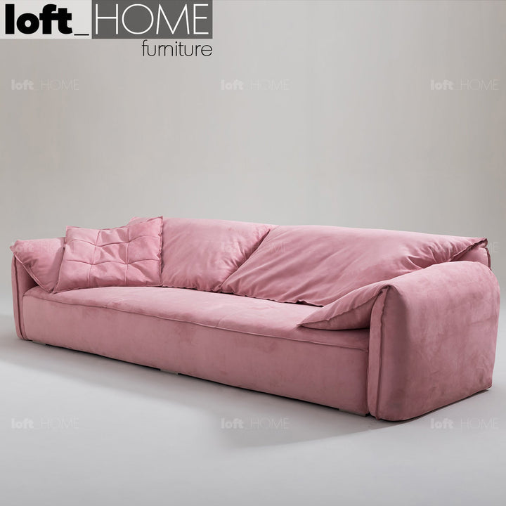 Minimalist suede fabric 4 seater sofa casablanca in details.
