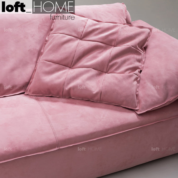 Minimalist suede fabric 4 seater sofa casablanca in panoramic view.