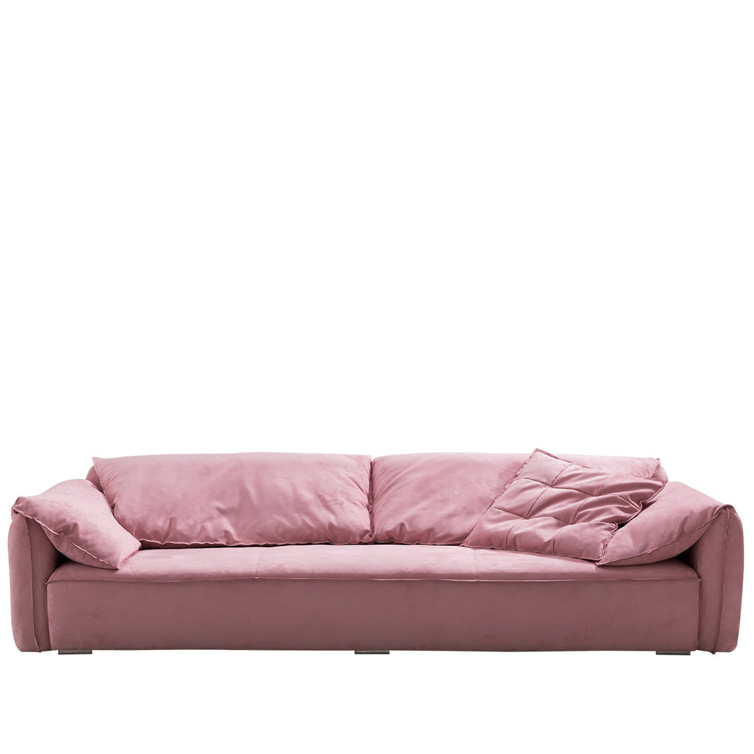 Minimalist suede fabric 4 seater sofa casablanca in white background.