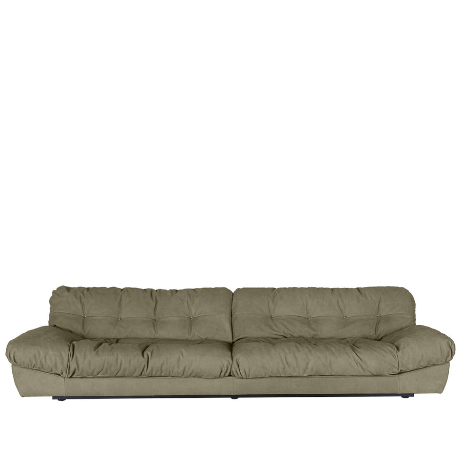 Minimalist suede fabric 4 seater sofa milano in white background.