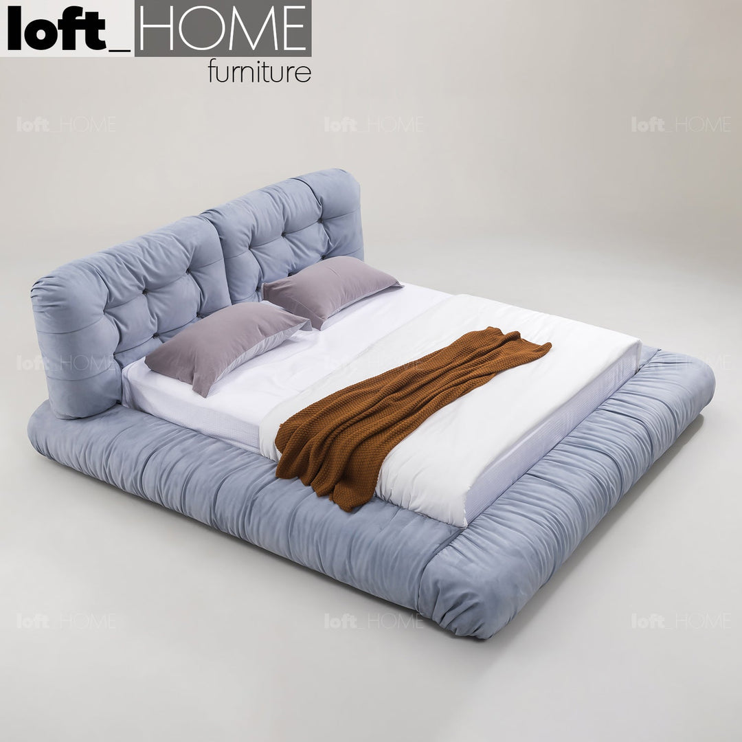 Minimalist suede fabric bed milano conceptual design.