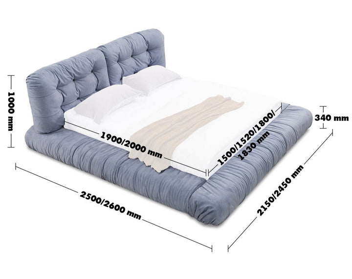 Minimalist Suede Fabric Bed MILANO