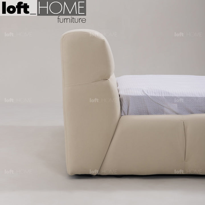 Minimalist suede fabric bed tufty conceptual design.