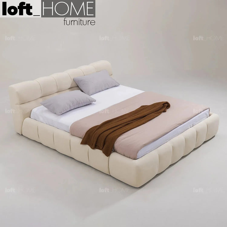 Cream Suede Fabric Bed TUFTY Good to Know Preview-1