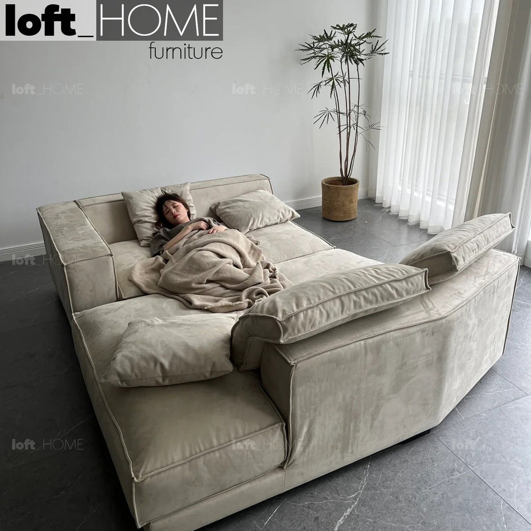 Minimalist Suede Fabric L Shape Sectional Sofa BUDAPEST 4+L